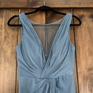 Azazie Fran Dusty Blue Bridesmaid Dress size A4